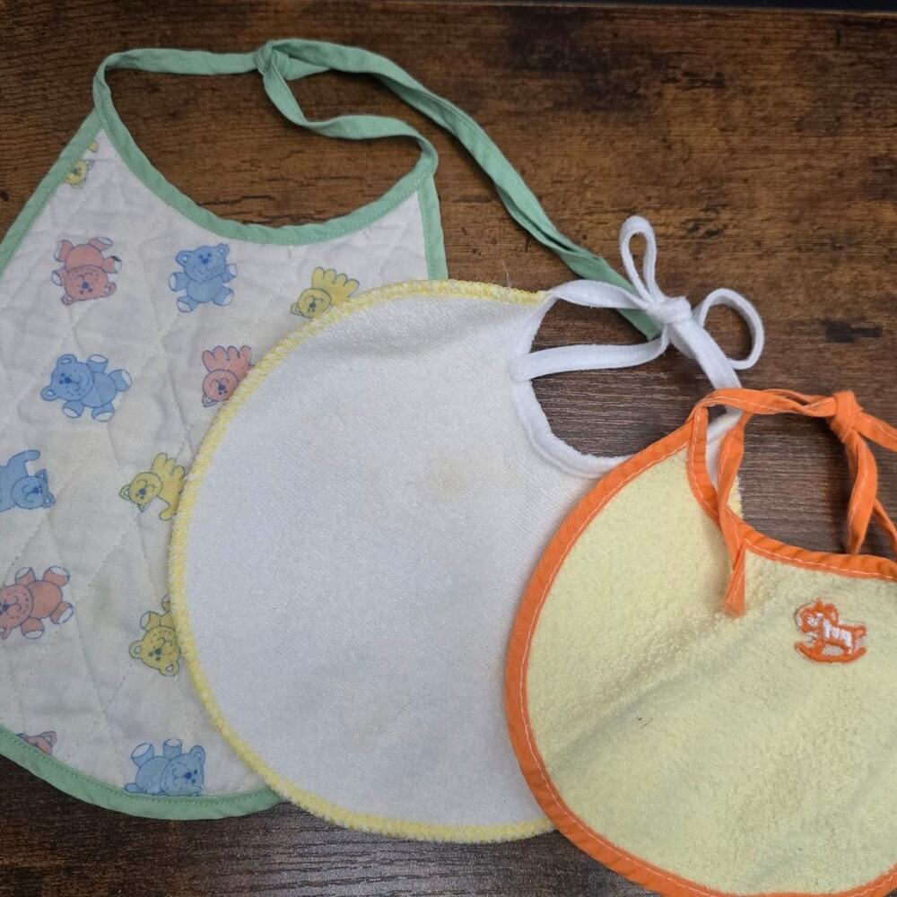 Vintage baby bib bundle of 3